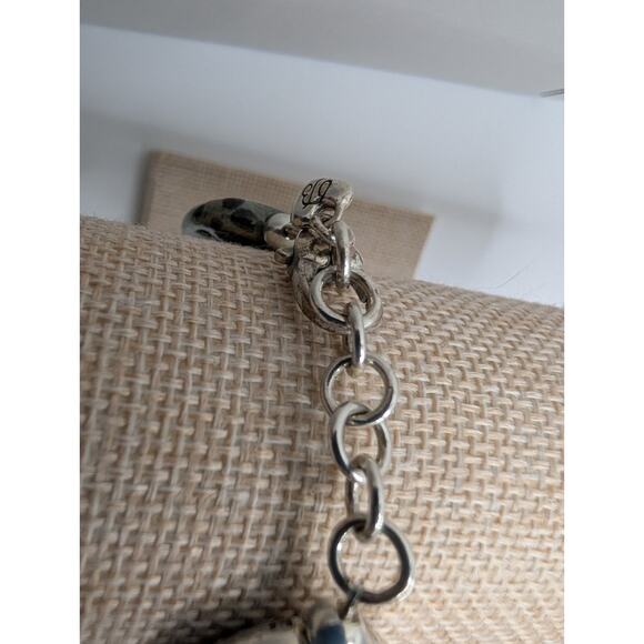 Brighton Ceramic & Silver Tone Link Bracelet 7.5 Inch Adjustable - Picture 5 of 10